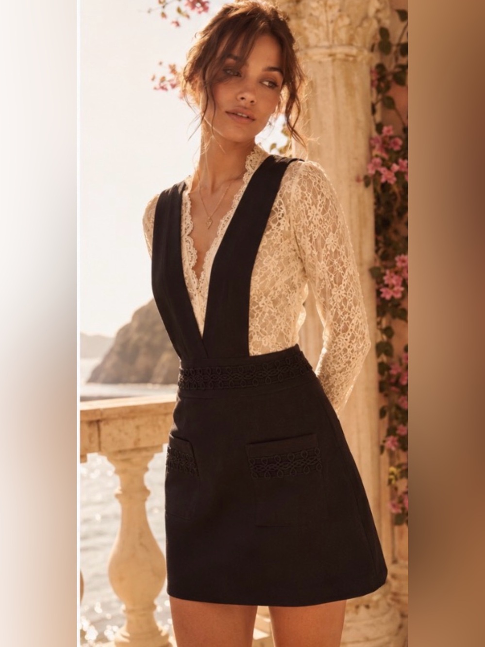 For Love & Lemons

Black Soutache Embroidery Suspender Mini Dress (Pinafore)